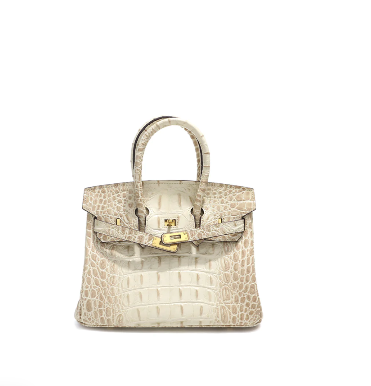 Crocodile Embossed Leather Inspired by Birkin Platinum Bag