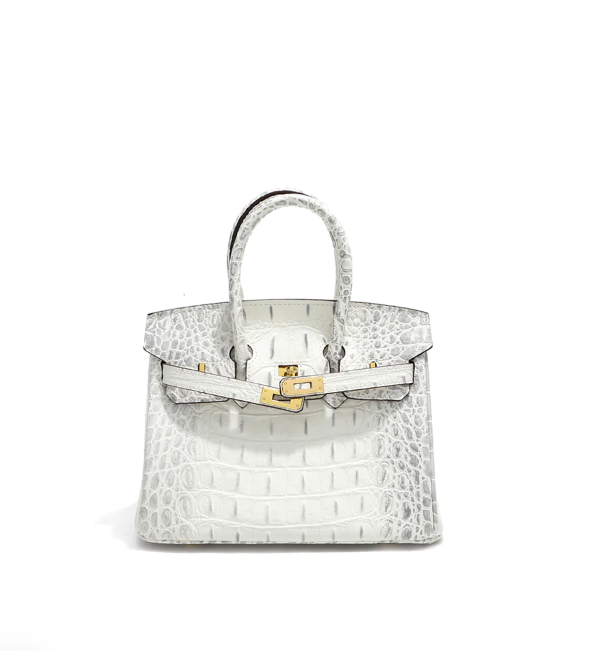 Crocodile Embossed Leather Inspired by Birkin Platinum Bag