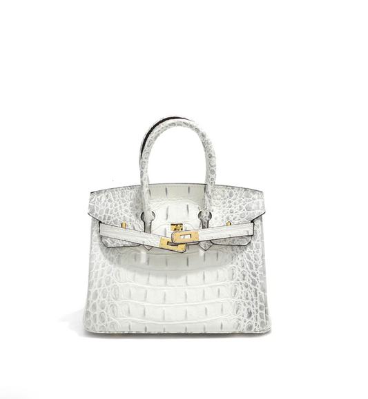 Crocodile Embossed Leather Inspired by Birkin Platinum Bag